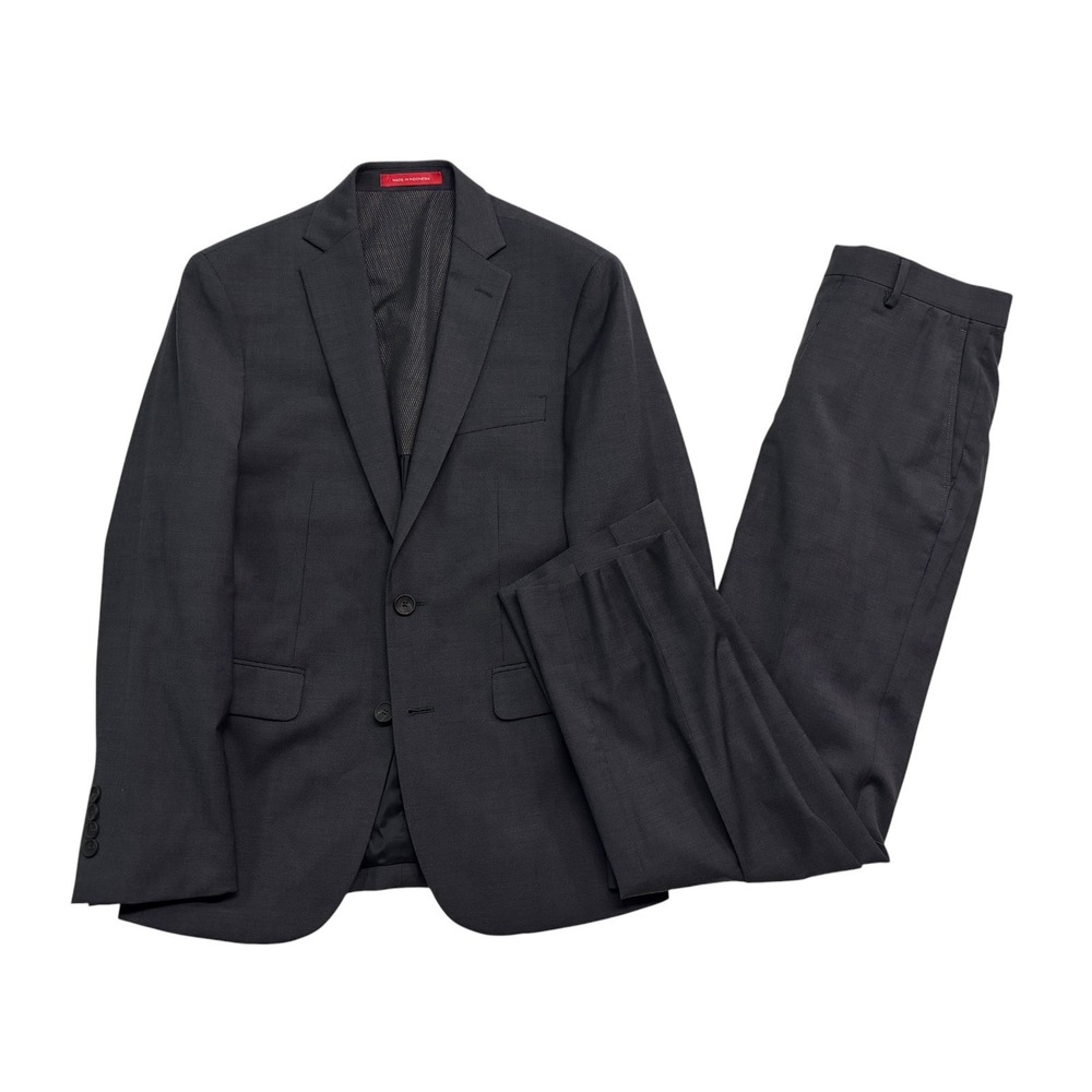 Kenneth Cole Awear Tech 36S 32x28 Charcoal 2pc Pant Suit Stretch Wool Slim Fit